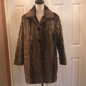 Rochelle California Fashion Knitwear Faux Fur Coat